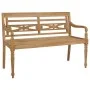 Batavia bench solid teak wood and gray checkered cushion 120 cm by vidaXL, garden benches - Ref: Foro24-3062168, Price: 224,5...
