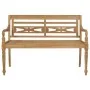 Batavia bench solid teak wood and gray checkered cushion 120 cm by vidaXL, garden benches - Ref: Foro24-3062168, Price: 224,5...