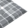 Banco Batavia madera maciza teca y cojín a cuadros gris 120 cm de vidaXL, Bancos de jardín - Ref: Foro24-3062168, Precio: 224...