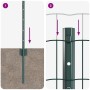 Reja con postes Verde 0.6 x 10 m Acero