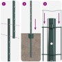 Reja con postes Verde 1 x 10 m Acero