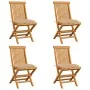 Sillas de jardín 4 uds madera maciza de teca con cojines beige by vidaXL, Garden chairs - Ref: Foro24-3062586, Price: 248,33 ...