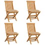 Sillas de jardín 4 uds madera maciza de teca con cojines beige by vidaXL, Garden chairs - Ref: Foro24-3062586, Price: 259,58 ...