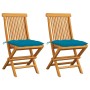 Gartenstühle 2 Stück Teakholz mit hellblauen Kissen von vidaXL, Gartenstühle - Ref: Foro24-3062479, Preis: 142,62 €, Rabatt: %
