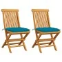 Sillas de jardín 2 uds madera de teca con cojines azul claro de vidaXL, Sillas de jardín - Ref: Foro24-3062479, Precio: 144,4...