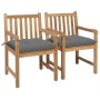 Gartenstühle 2 Stück aus massivem Teakholz mit grauen Kissen von vidaXL, Gartenstühle - Ref: Foro24-3062746, Preis: 319,15 €,...