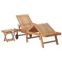 Lounger with solid teak wood table and cushion by vidaXL, Loungers - Ref: Foro24-3063029, Price: 315,79 €, Discount: %