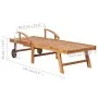 Lounger with solid teak wood table and cushion by vidaXL, Loungers - Ref: Foro24-3063029, Price: 315,79 €, Discount: %