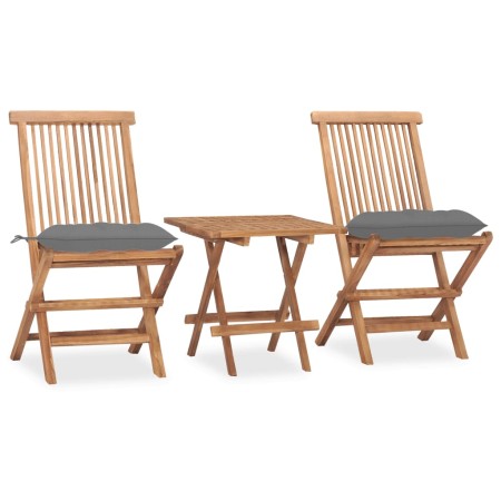 Folding garden dining set 3 pieces teak wood cushions by vidaXL, Garden sets - Ref: Foro24-3063214, Price: 161,10 €, Discount: %