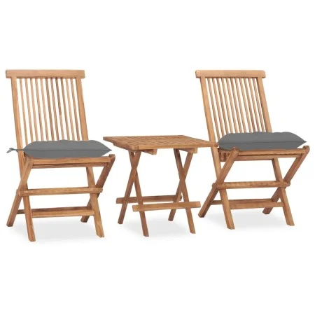 Klappbare Garten-Essgruppe, 3-teilig, Kissen aus Teakholz von vidaXL, Gartensets - Ref: Foro24-3063214, Preis: 163,93 €, Raba...