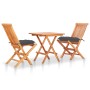 Bistro-Set 3-teilig aus Teakholz und anthrazitgrauen Kissen von vidaXL, Gartensets - Ref: Foro24-3063240, Preis: 187,74 €, Ra...