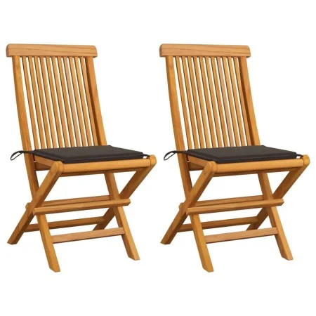 Gartenstühle 2 Einheiten mit grau-taupefarbenen Teakholzkissen von vidaXL, Gartenstühle - Ref: Foro24-3062468, Preis: 154,48 ...