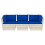 3-seater garden pallet sofa with fir wood cushions by vidaXL, Garden sets - Ref: Foro24-3063406, Price: 250,40 €, Discount: %