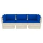 3-Sitzer-Gartensofa aus Paletten mit Kissen aus Tannenholz von vidaXL, Gartensets - Ref: Foro24-3063406, Preis: 243,49 €, Rab...