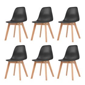 Sillas de comedor 6 unidades plástico negro Sillas de comedor 6 unidades plástico negro