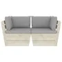 2-seater garden pallet sofa with fir wood cushions by vidaXL, Garden sets - Ref: Foro24-3063385, Price: 182,56 €, Discount: %