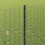 Reja con postes Gris 1 x 10 m Acero