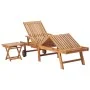 Lounger with solid teak wood table and cushion by vidaXL, Loungers - Ref: Foro24-3063023, Price: 310,10 €, Discount: %