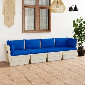 4-seater garden pallet sofa with fir wood cushions by vidaXL, Garden sets - Ref: Foro24-3063454, Price: 321,55 €, Discount: %