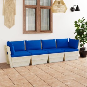 4-Sitzer-Gartensofa aus Paletten mit Kissen aus Tannenholz von vidaXL, Gartensets - Ref: Foro24-3063454, Preis: 331,01 €, Rab...