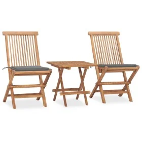 Folding garden dining set 3 pieces teak wood cushions by vidaXL, Garden sets - Ref: Foro24-3063199, Price: 169,06 €, Discount: %