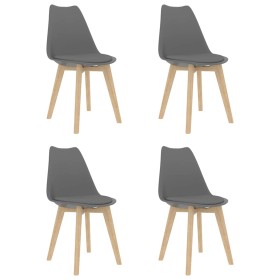 Sillas de comedor 4 unidades plástico gris
