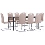 9-teiliges Ess-Set aus cappuccinofarbenem Kunstleder von vidaXL, Möbelsets für Küchen und Esszimmer - Ref: Foro24-3053120, Pr...