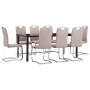 9-teiliges Ess-Set aus cappuccinofarbenem Kunstleder von vidaXL, Möbelsets für Küchen und Esszimmer - Ref: Foro24-3053120, Pr...