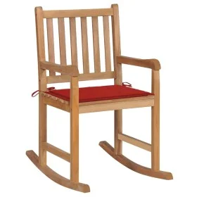 Schaukelstuhl aus massivem Teakholz mit rotem Kissen von vidaXL, Gartenstühle - Ref: Foro24-3062763, Preis: 184,31 €, Rabatt: %