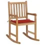 Solid Teak Wood Rocking Chair with Red Cushion by vidaXL, Garden chairs - Ref: Foro24-3062763, Price: 184,31 €, Discount: %