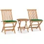 Folding garden dining set 3 pieces teak wood cushions by vidaXL, Garden sets - Ref: Foro24-3063176, Price: 161,69 €, Discount: %