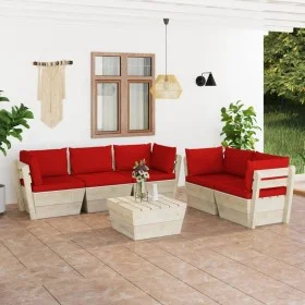 6-piece pallet garden furniture and fir wood cushions by vidaXL, Garden sets - Ref: Foro24-3063522, Price: 509,51 €, Discount: %
