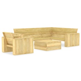Juego de muebles de jardín 3 piezas madera de pino impregnada