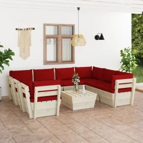 9-piece pallet garden furniture and fir wood cushions by vidaXL, Garden sets - Ref: Foro24-3063609, Price: 735,28 €, Discount: %