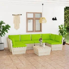 7-piece pallet garden furniture and fir wood cushions by vidaXL, Garden sets - Ref: Foro24-3063599, Price: 512,71 €, Discount: %