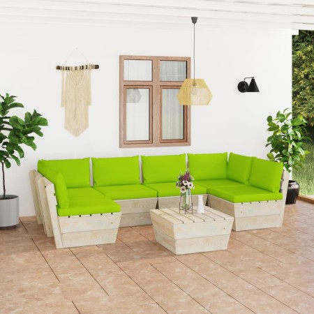 7-teilige Gartenmöbel aus Paletten und Kissen aus Tannenholz von vidaXL, Gartensets - Ref: Foro24-3063599, Preis: 551,48 €, R...
