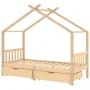 Children's bed frame with drawers solid pine wood 90x200 cm by vidaXL, Cribs and beds for children - Ref: Foro24-322147, Pric...
