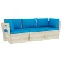 3-seater garden pallet sofa with fir wood cushions by vidaXL, Garden sets - Ref: Foro24-3063400, Price: 281,78 €, Discount: %