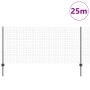 Reja con postes Gris 1 x 25 m Acero