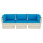 3-Sitzer-Gartensofa aus Paletten mit Kissen aus Tannenholz von vidaXL, Gartensets - Ref: Foro24-3063400, Preis: 266,31 €, Rab...