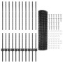 Reja con postes Gris 1 x 25 m Acero