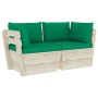 2-seater garden pallet sofa with fir wood cushions by vidaXL, Garden sets - Ref: Foro24-3063389, Price: 171,98 €, Discount: %