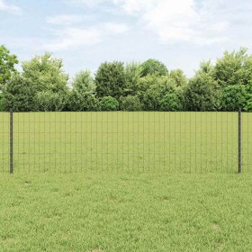 Reja con postes Gris 0.6 x 25 m Acero