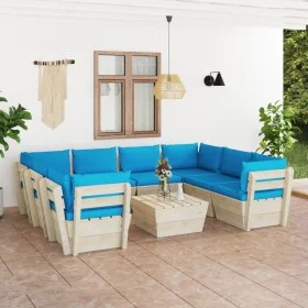 Muebles de jardín de palets 9 piezas y cojines madera de abeto by vidaXL, Garden sets - Ref: Foro24-3063604, Price: 735,28 €,...