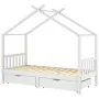 Children's bed frame with solid white wood drawers 90x200 cm by vidaXL, Cribs and beds for children - Ref: Foro24-322150, Pri...