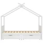 Children's bed frame with solid white wood drawers 90x200 cm by vidaXL, Cribs and beds for children - Ref: Foro24-322150, Pri...