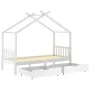 Struktur Kinderbett und Schubladen aus massivem weißem Holz 90x200 cm von vidaXL, Kinderbetten und Betten für Kinder - Ref: F...