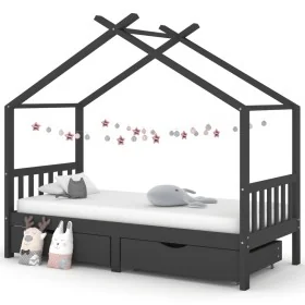 Children's bed frame and gray pine wood drawers 90x200cm by vidaXL, Cribs and beds for children - Ref: Foro24-322153, Price: ...