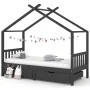 Children's bed frame and gray pine wood drawers 90x200cm by vidaXL, Cribs and beds for children - Ref: Foro24-322153, Price: ...