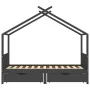 Kinderbettgestell und Schubladen aus grauem Kiefernholz, 90 x 200 cm von vidaXL, Kinderbetten und Betten für Kinder - Ref: Fo...